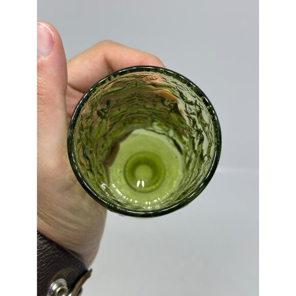 VTG 1970 Seneca Milano Green Footed 4.25" Juice Glass Green Textured Tumbler - Picture 5 of 6